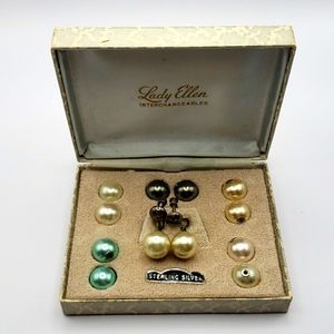 Vintage Lady Ellen Interchangables Sterling Screw-Back Earrings